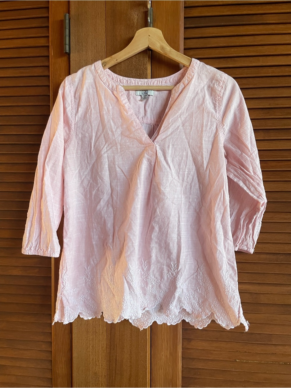 croft & barrow Light Pink Embroidered V-Neck Blouse